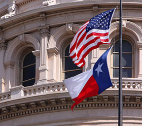 Texas and US flags